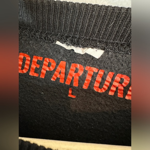 Departure Black Crewneck "Hello. I'm Late." Casual Sweatshirt Womens Large Top - Picture 2 of 4